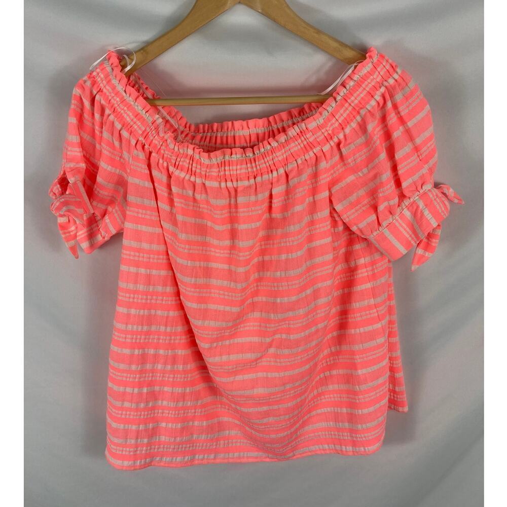 CeCe Coral Pink Off Shoulder Short Sleeve Blouse Size Medium